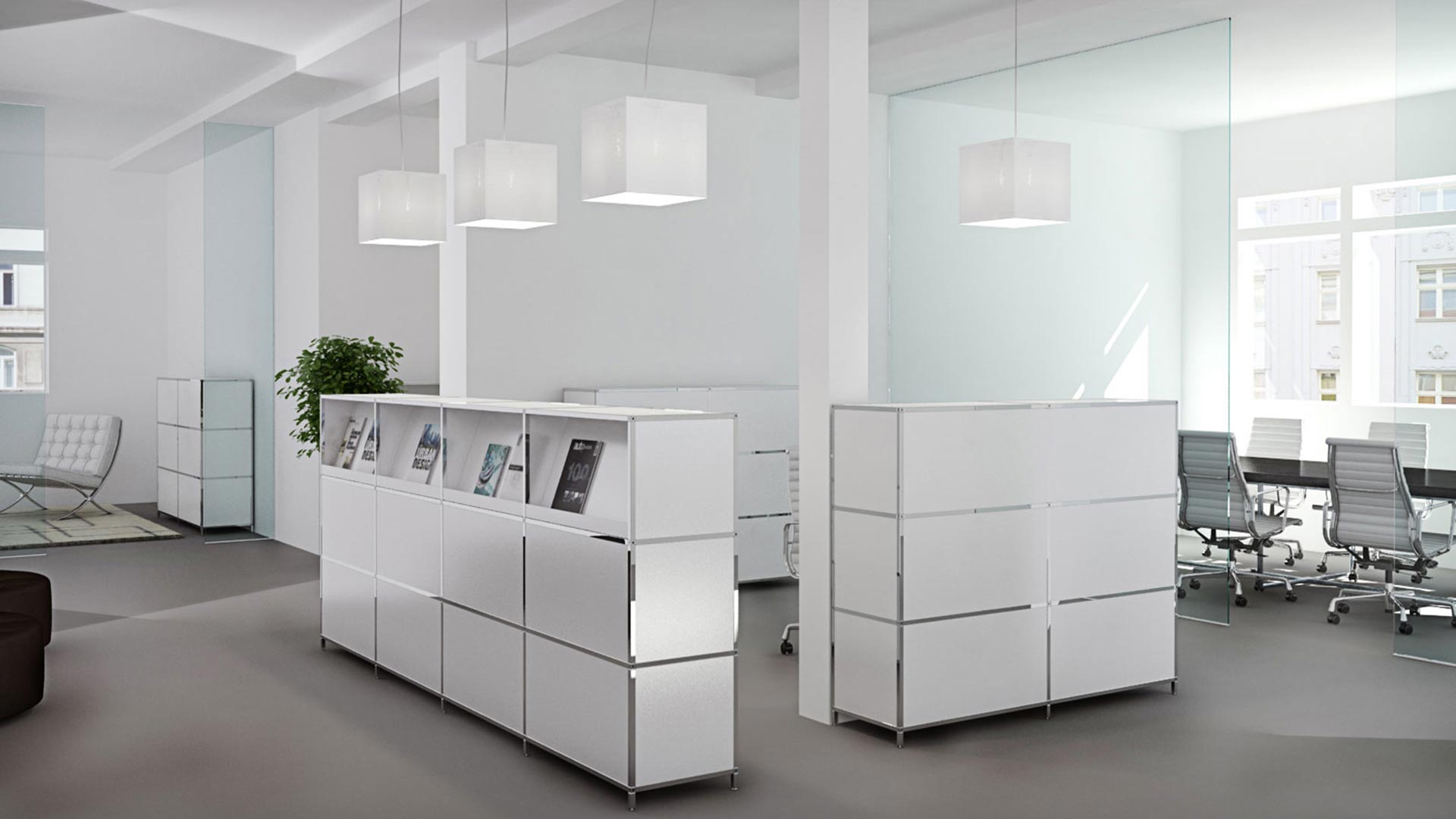 Modulares Möbelbausystem minicubo für Büros, Sitzungszimmer und Theke. Swiss Made.